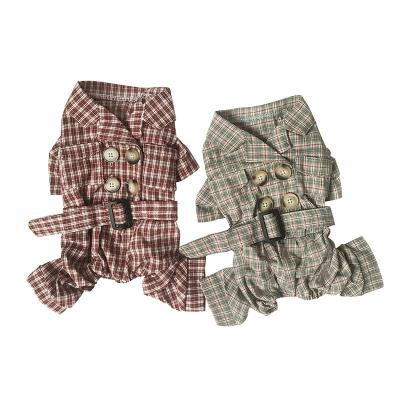 China New Style Dog Plaid Overalls Shirt Dress Dog Stocked Winter Cross Shirt for sale