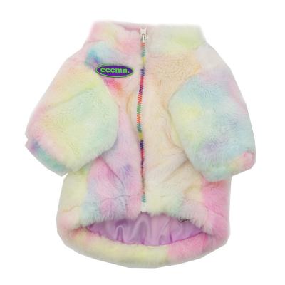 China Wholesale High Quality Dog Stocked Thicken Warm Colorful Plush Fleece Jackets Dog Fur Coat for sale