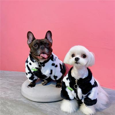 China Stocked Wholesale Cartoon Pet Clothes Autumn Winter Thicken Warm Dogs Dog Fur Coat Clothes for sale