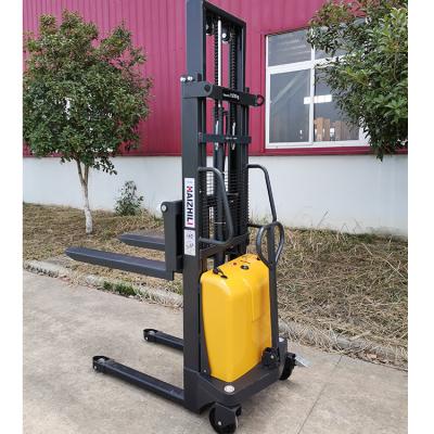 China Electric Pallet Stacker Walkie Rider Pallet Lifter Hotels Battery Operator Electric Stacker Forklift for sale