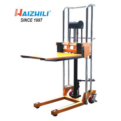 China Hotels 400 Hydraulic Portable Platform Manual Forklift Hand Stacker 400kg Manual Pallet Truck (Kgs) for sale