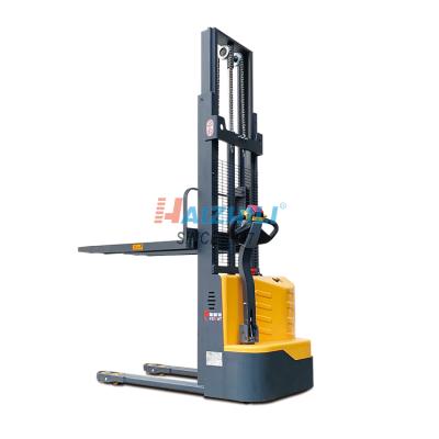 China Hotels Electric Pallet Stacker 2021 New 1.5t 1500kg 3306lbs 3000mm 118 Inch 3m DC Motor 1150*160*60 2*12v/80/ah 3.5/3.6km/h for sale