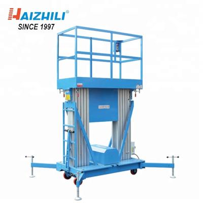 China Hydraulic Folding Lift Table 200kg Platform Construction Double 12 Meter Mast Aluminum Alloy Ladders for sale