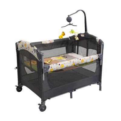 China Modern European style portable baby crib design, baby room furniture metal crib for sale