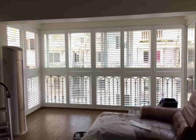 China Sliding Plantation Window Blinds Regular Shape Silk White Color Maintenance Easily for sale