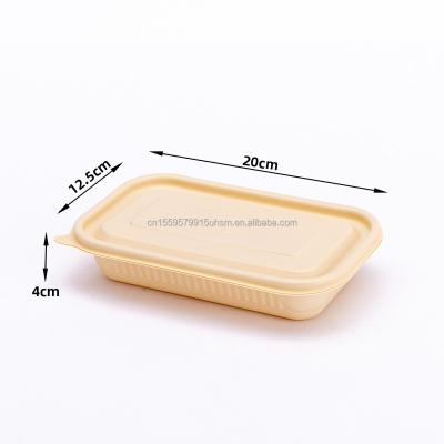 China Disposable Eco-friendly Microwavable Degradable Cornstarch Catering Tableware Biodegradable Square 500ml B for sale