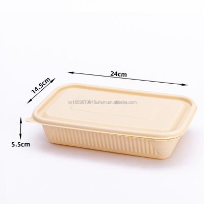 China Disposable Eco-friendly Microwavable Degradable Cornstarch Catering Tableware Biodegradable Square 1000ml B for sale