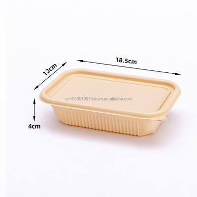 China Disposable Eco Friendly Microwavable Degradable Cornstarch Catering Tableware Biodegradable Square 500ml for sale