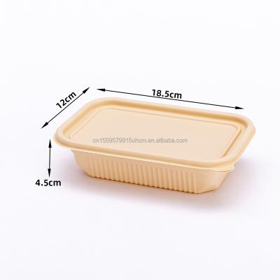 China Disposable Eco Friendly Microwavable Degradable Cornstarch Catering Tableware Biodegradable Square 650ml for sale