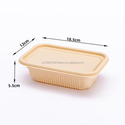 China Disposable Eco Friendly Microwavable Degradable Cornstarch Catering Tableware Biodegradable Square 750ml for sale