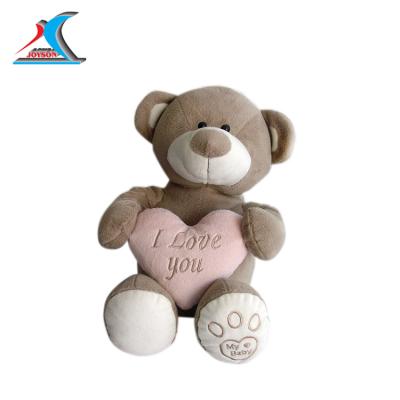 China Heart Logo PP Cotton Soft Eco-Friendly Bear Doll Custom Made Soft Plush Bear for sale