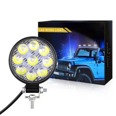 China 12V-24V Round Shape Led Work Light Bar 9led 27W Driving Pods Spot Beam Work Lamp For Suv Boat 4X4 Jeep JK 4Wd Offroad Truck Mini-9led-27W-Y for sale