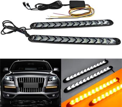 China 12led 32cm/12.59inch Dual Color Flexible Flowing DRL Strip Roller Coaster LED Lights DRL Water Resistant Daylight Turn Signal Light DRL-JT12 for sale