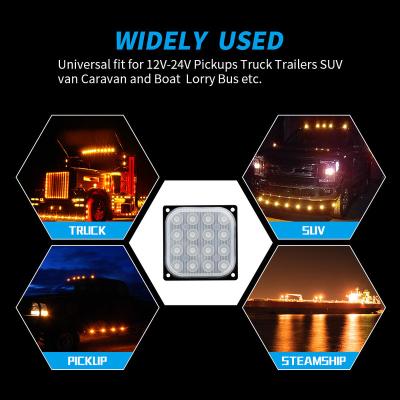 China 16LED Square Warning Lights Flashing Lights 12-24V 16LED Ultra-thin Truck Tail Side Lights Truck for sale