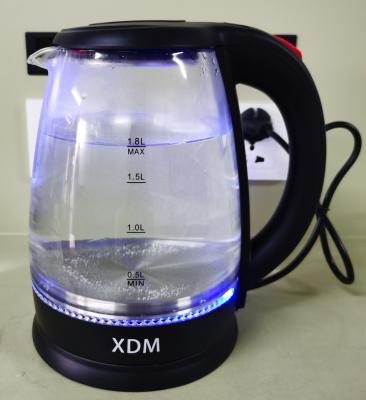 China 360 Degree Rotation Temperature Control Household Boil-dry Glass Base 1.8l Hotel Kettle With 360 Degree Rotation for sale