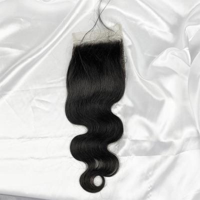 China Real Hair 4*4 Body Wave Remy Hair Transparent Lace Closure Hair Block for sale