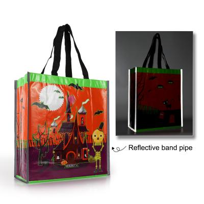 China Custom Made Halloween Reflective Item Happy Hopping Bag Nonwoven Woven Shopping Eco - Friendly for sale