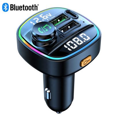 China Dual Display Bluetooth FM Radio Adapter Music Player USB Charger PD20W Wireless Car Kit Voltage Sensing with Bluetooth FM Handsfree Calling Transmitter for for sale