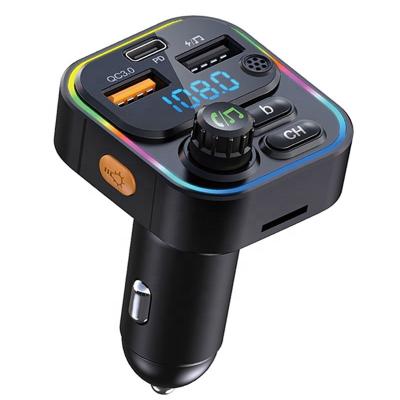 China CAR CHARGER Car Handfree Wireless FM Radio Transmitter Calling QC3.0 PD20W USB Car Charger Bluetooth Transmitter Car With 7 Colors LED Light for sale