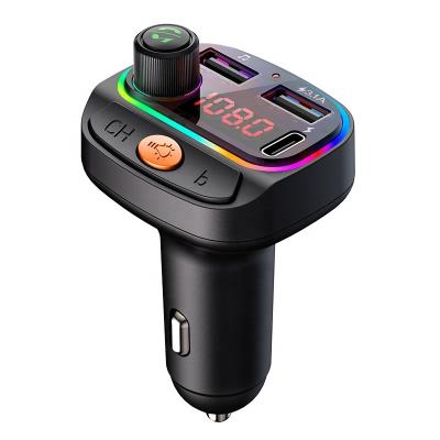 China Multifunctional New C15 Bluetooth 5.0 Fm Transmitter Car Kit MP3 Modulator Car Charger 5V 3.1A Dual USB With Type-C Port for sale