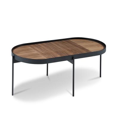 China Durable Contemporary Style Living Room Furniture Walnut Wood Pattern Oval Top Tea Table Coffee Table for sale