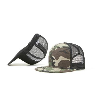 China Fashionable 6-Panel Summer Mesh Hat Breathable Flat Brim Hip Hop Hat Adjustable Perimeter Hip Hop Head Cap for sale