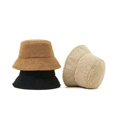 China Autumn And Winter COMMON Hat Korean Casual Bucket Hat Solid Color Soft Women's Basin Hat Lamb Plush Warm Fisherman Hat for sale