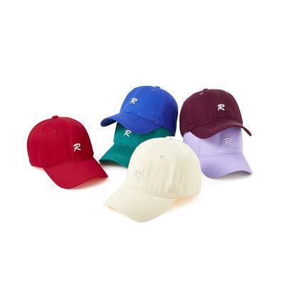 China COMMON Soft Top Letter R Embroidered Flower Baseball Hat Sunshade And Sunscreen Soft Fit Duck Tongue Hat Soft Fit for sale