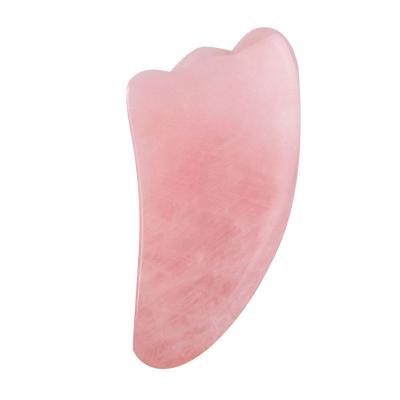 China 2021 New Custom Natural Rose Quartz Jade Cow Horn Guasha Facial Massage Stone Rose Therapy Skin Care Scraping Face Massage Tools For Eyes for sale