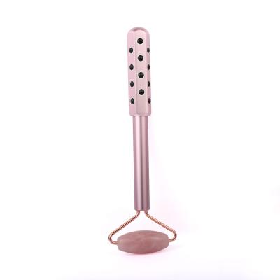 China Germanium + Rose Quartz Custom Facial Massager 2022 Tool Advanced Technology 2 in 1 Energy Germanium Rose Quartz Stone Crystal Beauty Jade Roller Bar for sale