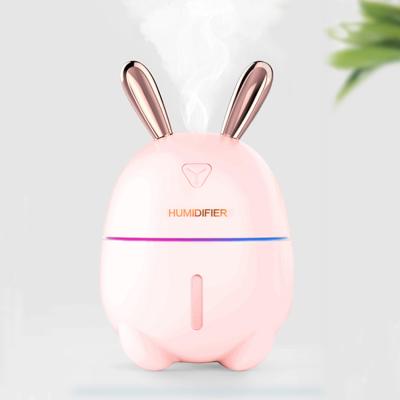 China Colorful 300ML Car Perfume Essential Oil Diffuser Night Light Air Purifier Cute Rabbit USB Mini Air Humidifier for Car Office for sale