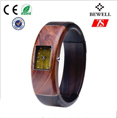 China Fashion Harden Glass Quartz Wood Watch / Wooden Bracelet Watch for sale