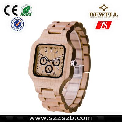 China Fashionable Couple Wrist Watch / Square Face Anti Water Bamboo Watches for sale