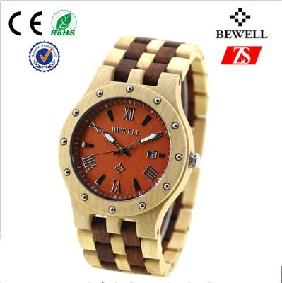 China Miyota Movment Bamboo Wood And Metal Watch Waterproof CE ROHS FSC for sale