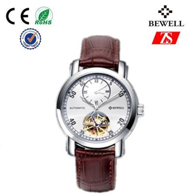 China Leather Band Stainless Steel Wrist Watches , Custom Gold Automatic Man Watch for sale