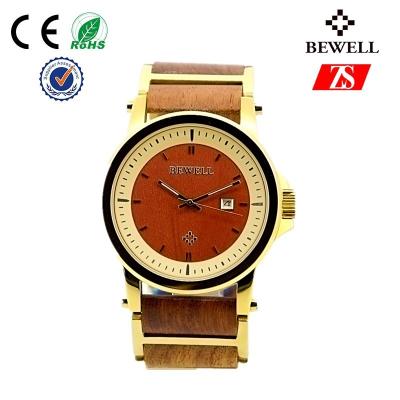 China Luxury Men Sport Wood And Steel Watches , Bewell Wooden Watches for sale