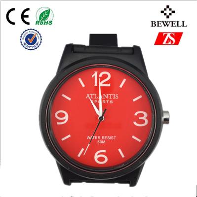 China Black And Red Silicone Quartz Watch , Harden Glass Silicon Wrist Watches for sale