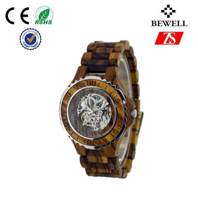 China Fashion Automatic Wooden Watch , Harden Glass Waterproof Wood Watch for sale