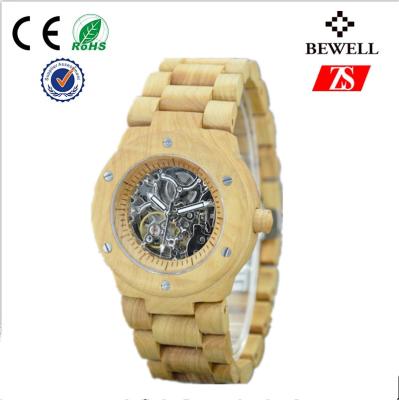 China Bewell Seagull Movement Automatic Wooden Watch For Gentlemen for sale