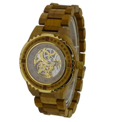 China Brown Color Automatic Phoebe Wooden Watch , Harden Glass Waterproof Wood Watch for sale