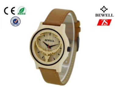 China Fashion Wooden Wrist Watch with Leather strap / Japan Movement for sale