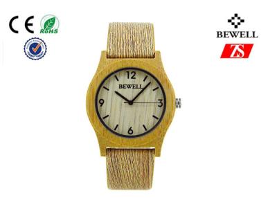 China Bamboo Wooden Watch With Leather Band Stell Crwon And Buckle for sale