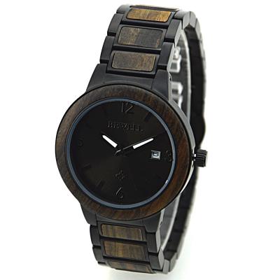 China Personalized Black Sandalwood And stainless steel back watch FOR promotional for sale