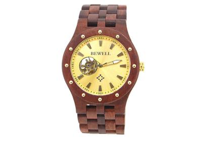 China Blood Sandalwood Mechanical Automatic Wood Watch 30 Meters Water Resistant for sale