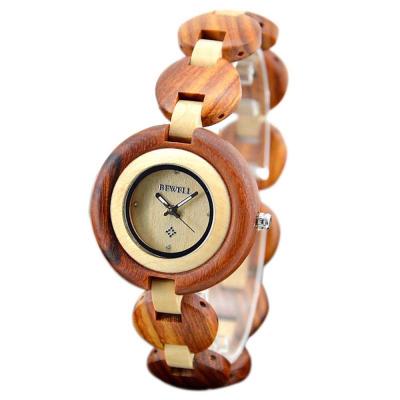 China Red Ladies Wooden Watch With Japan Miyota 2035 Movement , Band Adjustable for sale