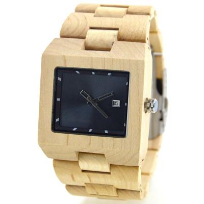 China Square Men Wooden Watches With 3 Hands , Unique Mens Watches With Sigle Calendar for sale