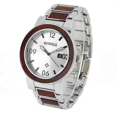 China 5 ATM Waterproof Men Wood And Steel Watches , Red Sandalwood And Ss Eco Friendly Watches for sale