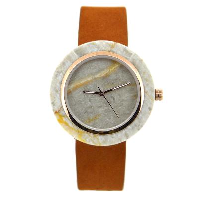 China Mens Custom logo Marble Wrist Watches , stone face watch Leather band for sale