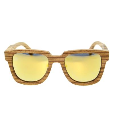 China Eco Friendly Wood Frame Sunglasses , Bewell Safety Mens Wooden Sunglasses for sale