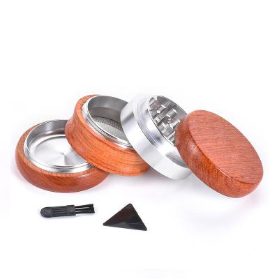 China 4 Parts of WOWO TECH Herb Grinder Machine 4 Layers Plate Tobacco Crusher Machine Wooden Grinder with Zinc Alloy Teeth for sale